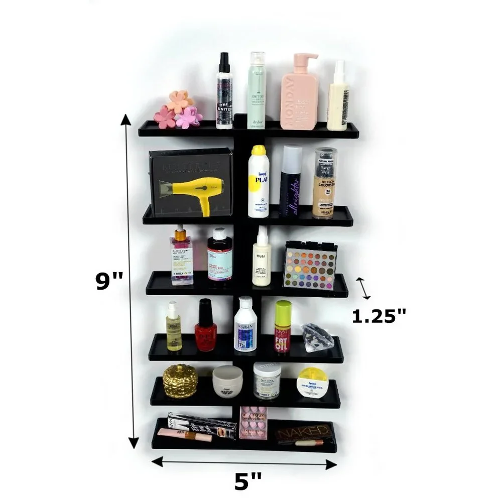 Wall Mounted Display Shelf for ULTA Mini Brands BLACK - 6 Shelves